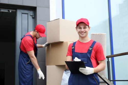 Commercial moving team planning a business relocation in Belmont