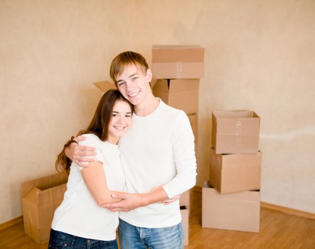 Residential move with boxes and household items in Belmont