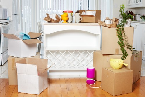 House removalists preparing a Belmont home move with furniture and boxes